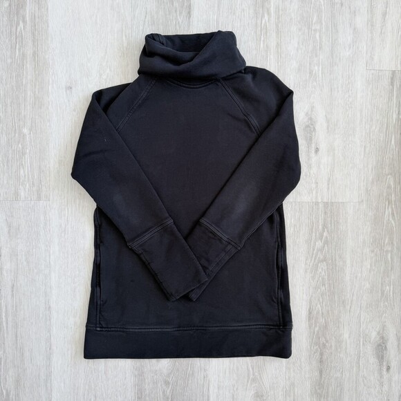 Lululemon Tops - LULULEMON To You Sweater Sz 6 Black High Neck Kangaroo Pocket Sweatshirt EUC